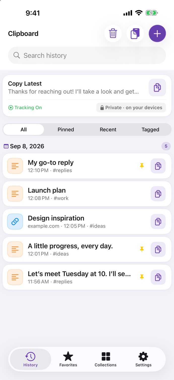 Clipboard history on iPhone
